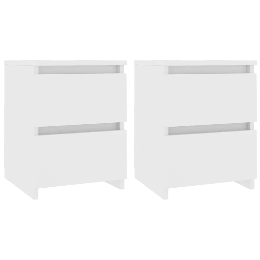 White Bedside Cabinets 2 pcs Side Table Storage Unit Bedroom Furniture