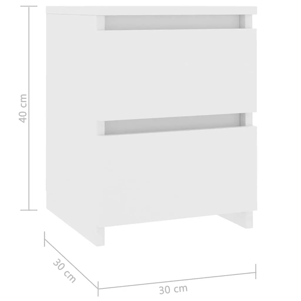 White Bedside Cabinets 2 pcs Side Table Storage Unit Bedroom Furniture