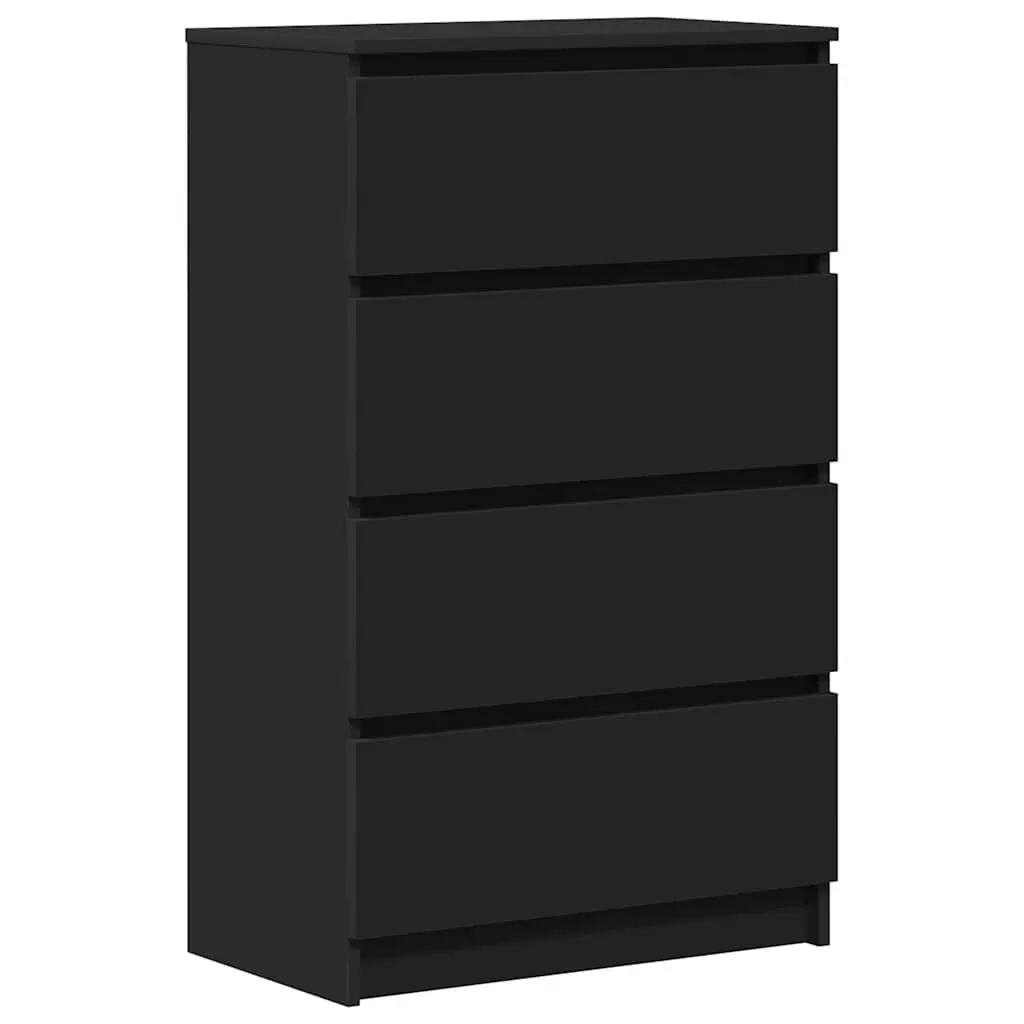 Black Sideboard Storage Cabinet Engineered Wood 60x35x98.5cm Modern