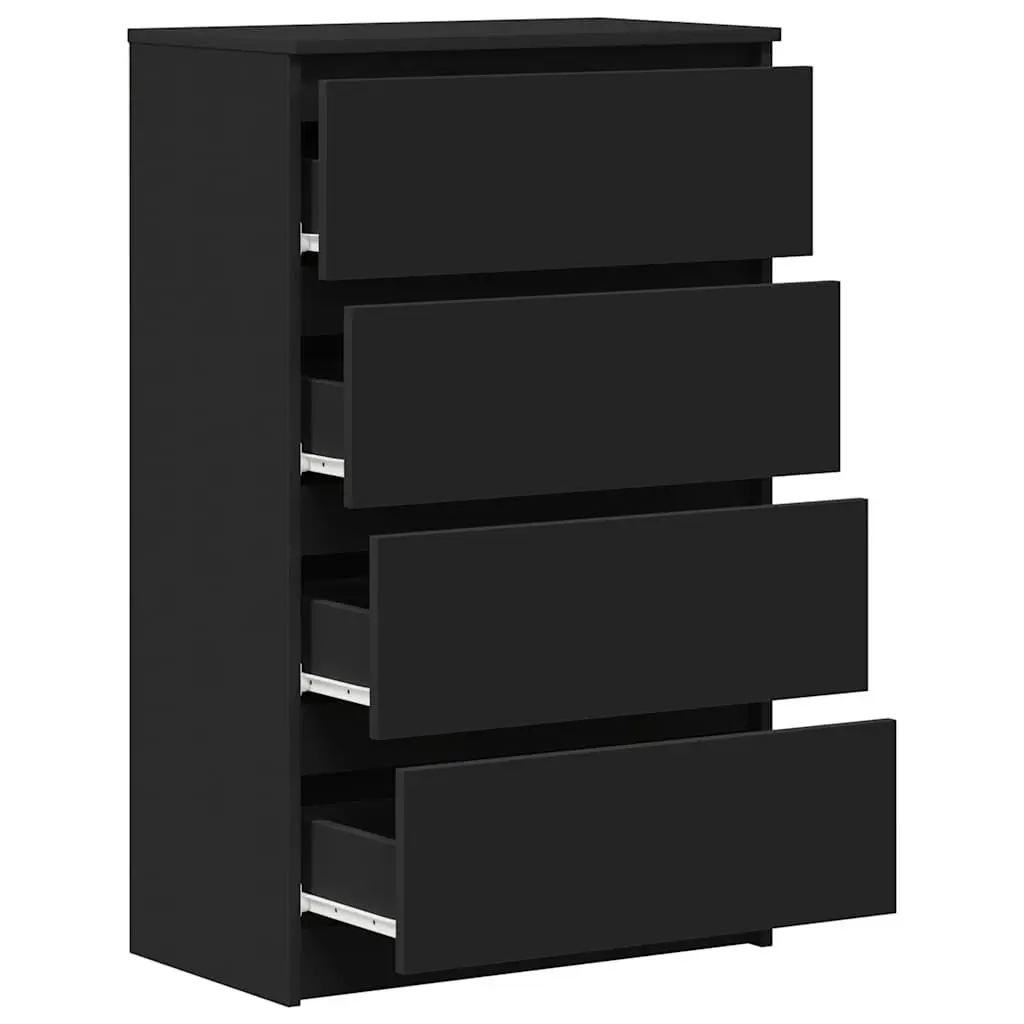 Black Sideboard Storage Cabinet Engineered Wood 60x35x98.5cm Modern