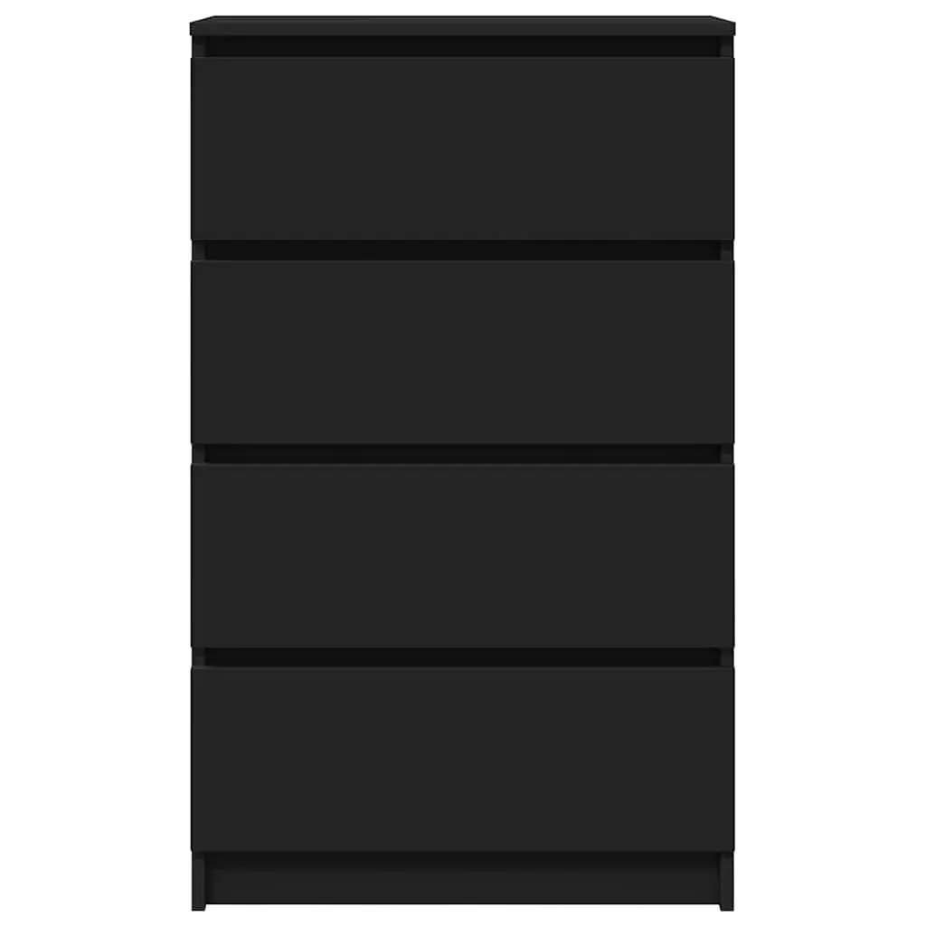 Black Sideboard Storage Cabinet Engineered Wood 60x35x98.5cm Modern