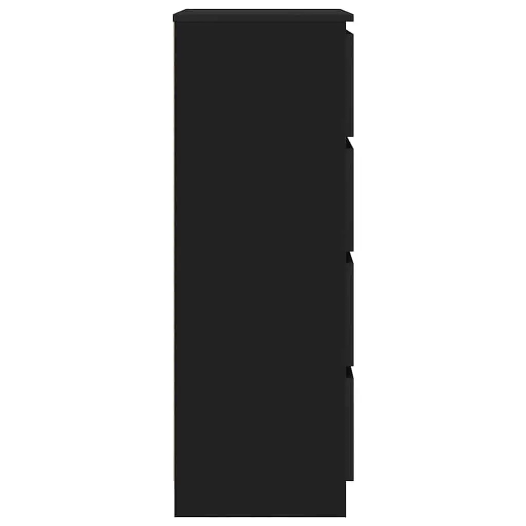 Black Sideboard Storage Cabinet Engineered Wood 60x35x98.5cm Modern