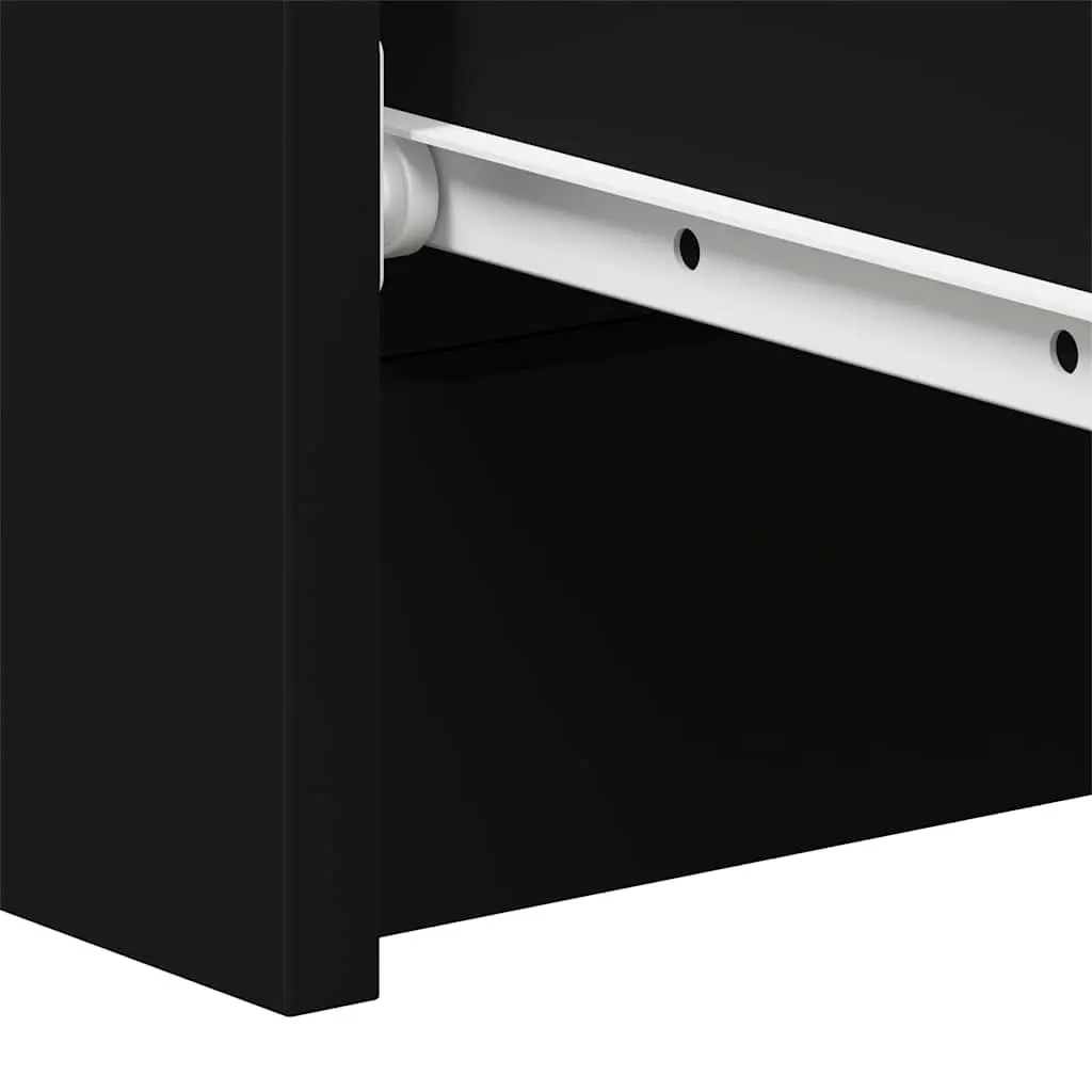 Black Sideboard Storage Cabinet Engineered Wood 60x35x98.5cm Modern