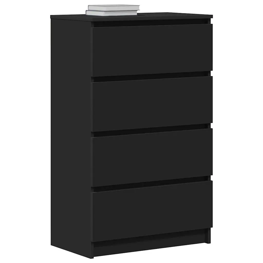 Black Sideboard Storage Cabinet Engineered Wood 60x35x98.5cm Modern