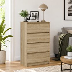 Practical Brown Sideboard with 4 Drawers for Home Use