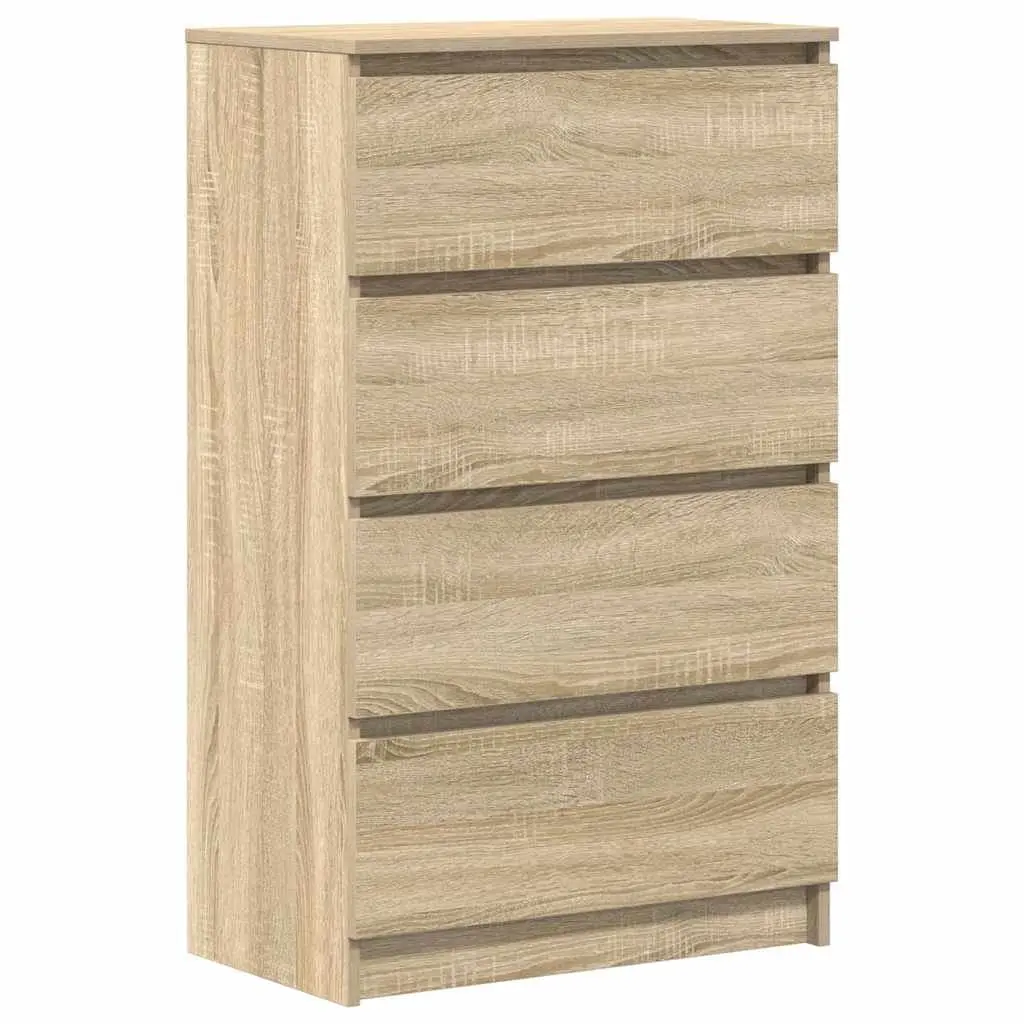 Sideboard Storage Cabinet with 4 Drawers Brown Engineered Wood Buffet Furniture