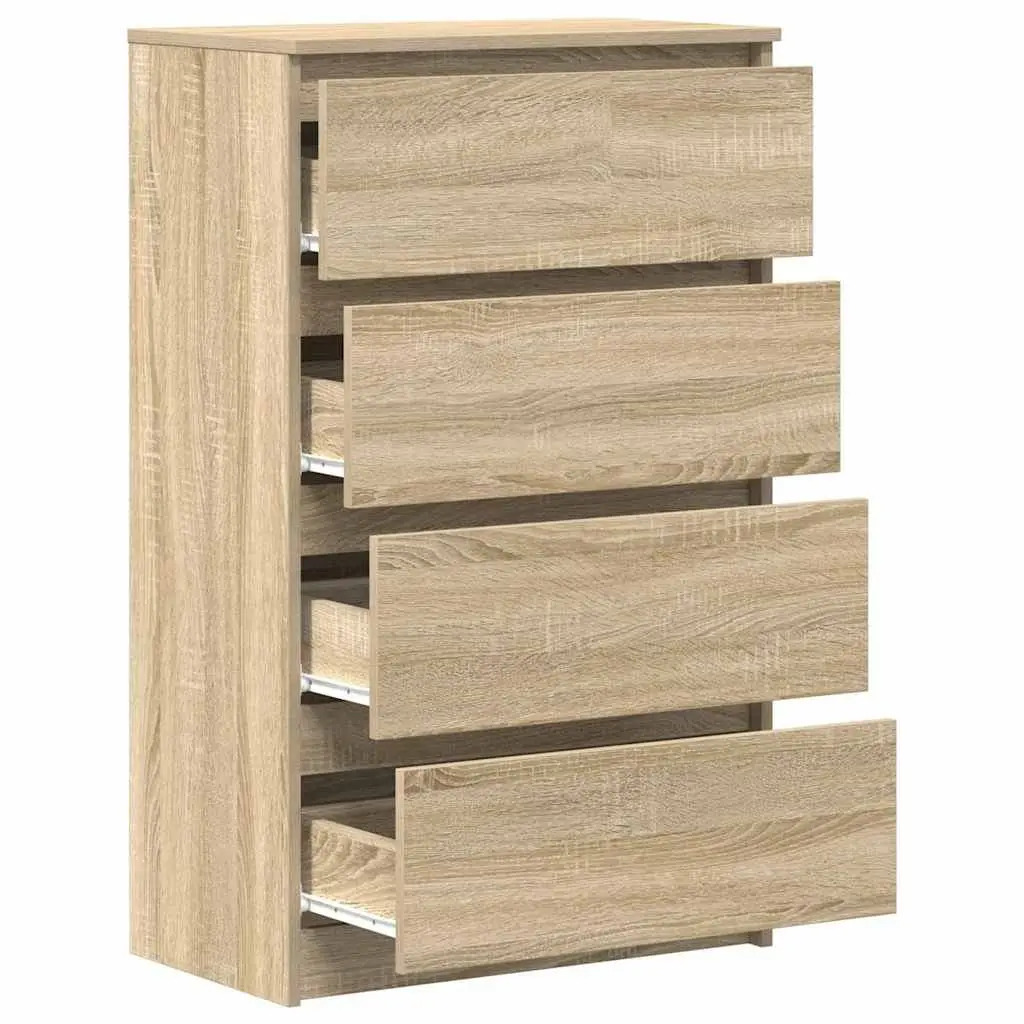 Sideboard Storage Cabinet with 4 Drawers Brown Engineered Wood Buffet Furniture