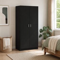 Practical Black Wardrobe for Everyday Use 80x52x180 cm