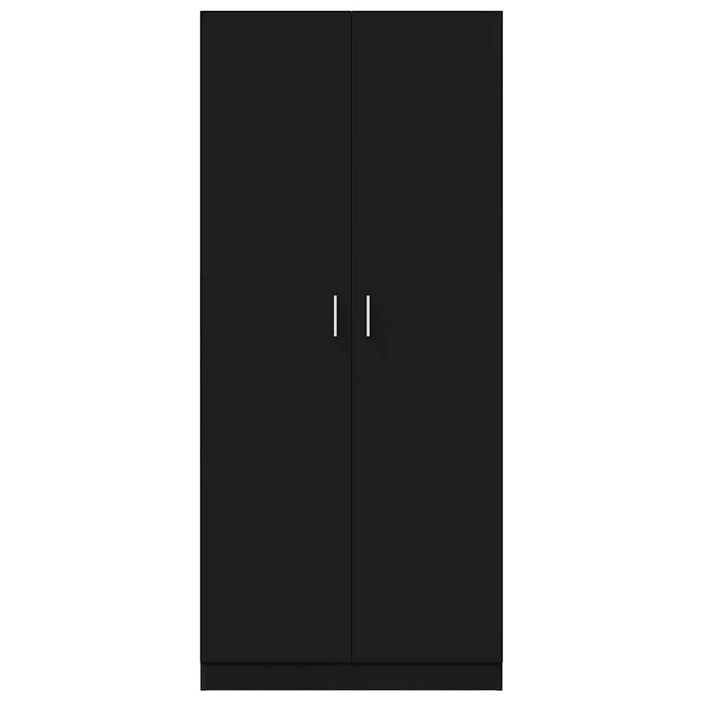 Wardrobe Cabinet Black 80x52x180 cm Storage Cupboard Engineered Wood Hanging Rod