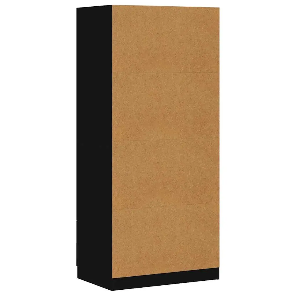 Wardrobe Cabinet Black 80x52x180 cm Storage Cupboard Engineered Wood Hanging Rod