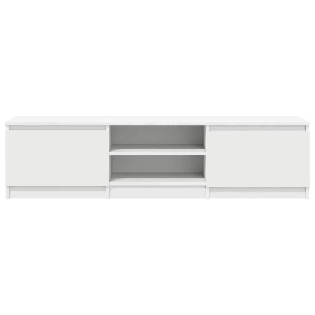 White TV Unit Engineered Wood 140 x 40 x 35.5 cm with Open Compartments and Doors for Storage