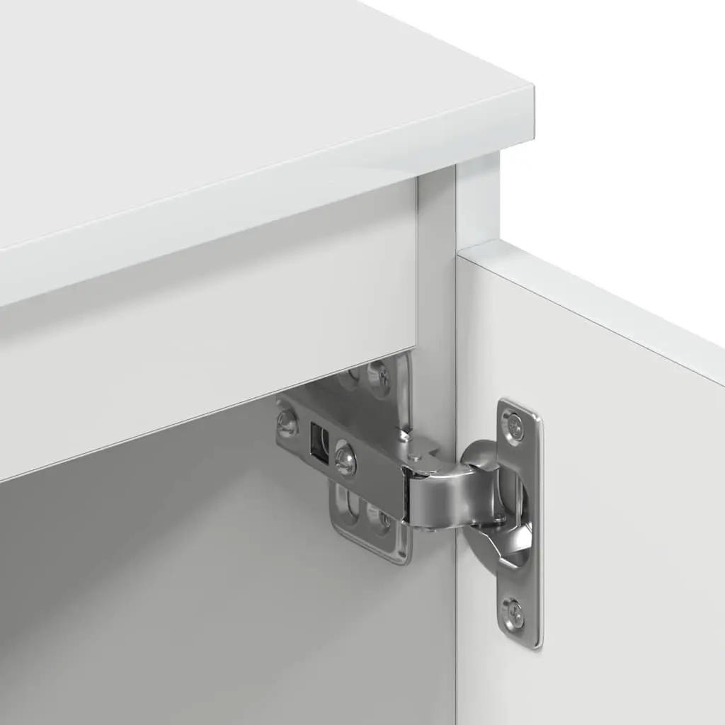 White TV Unit Engineered Wood 140 x 40 x 35.5 cm with Open Compartments and Doors for Storage