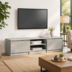 Perfectly Suited Grey TV Cabinet 140x40x35.5 cm for Your Home