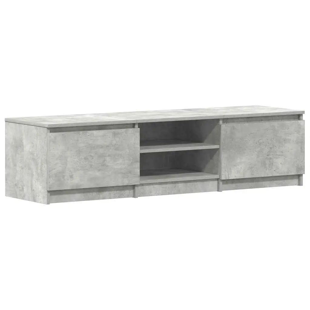 TV Cabinet Grey 140x40x35.5 cm Storage Unit 2 Doors Open Compartments Living