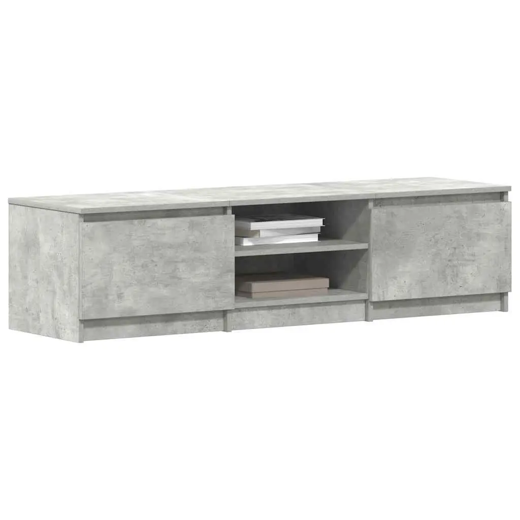 TV Cabinet Grey 140x40x35.5 cm Storage Unit 2 Doors Open Compartments Living