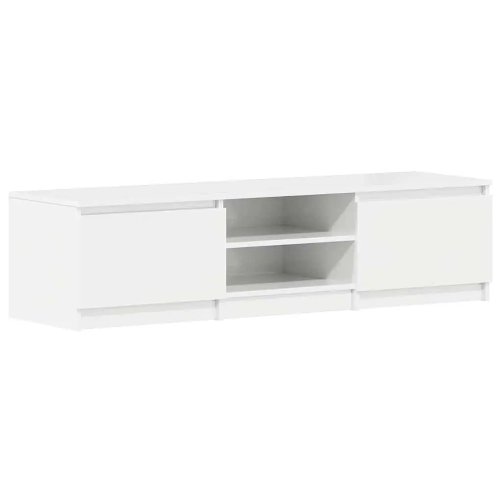 TV Stand Engineered Wood High Gloss White 140cm Modern Media Unit