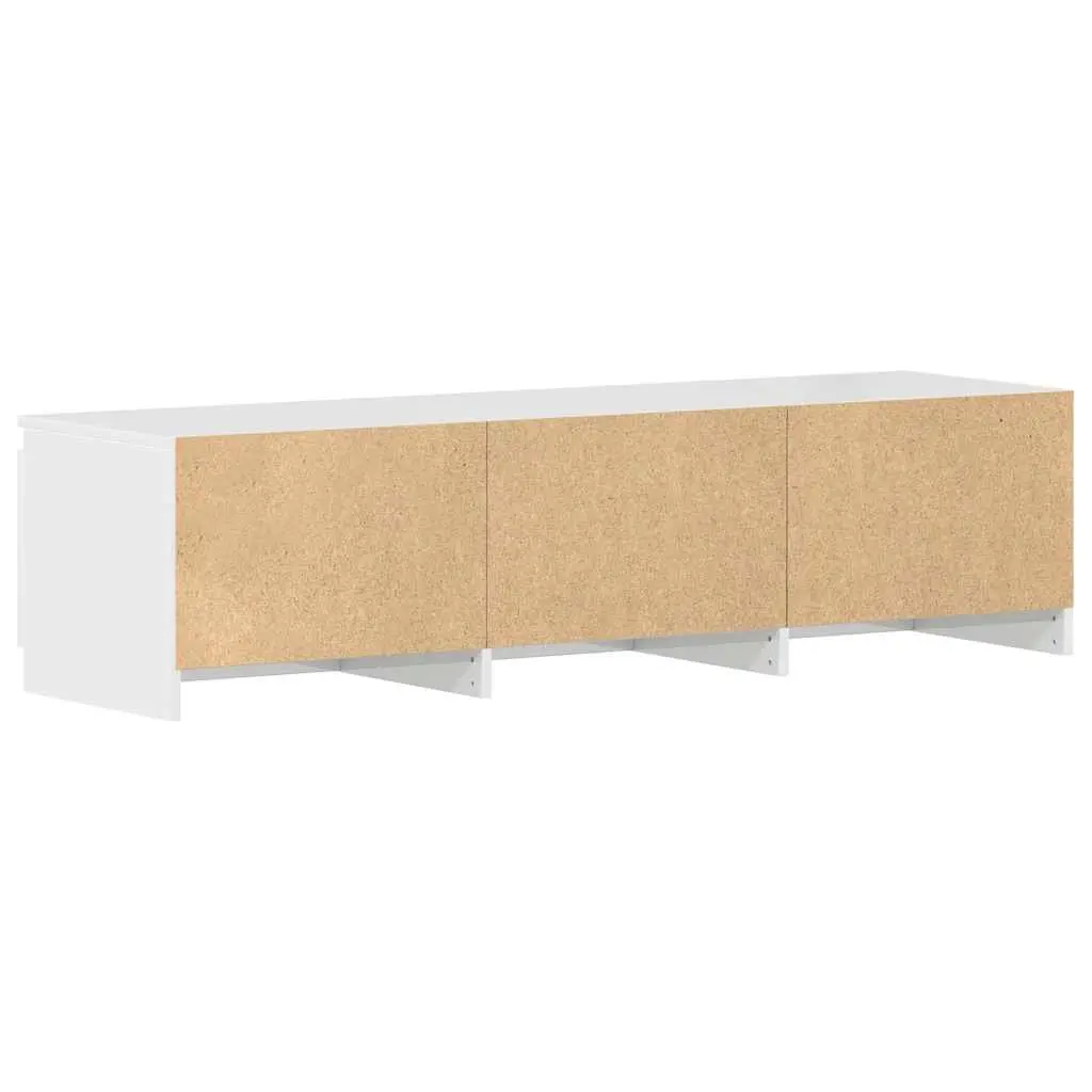 TV Stand Engineered Wood High Gloss White 140cm Modern Media Unit