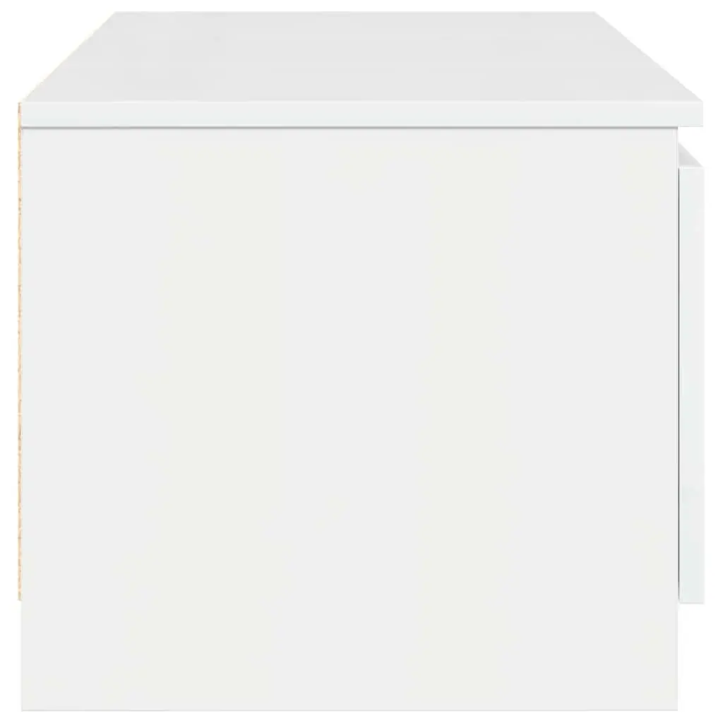 TV Stand Engineered Wood High Gloss White 140cm Modern Media Unit