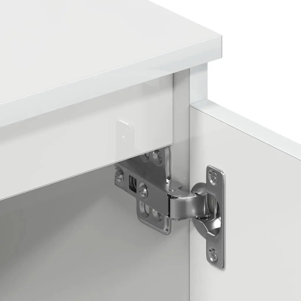 TV Stand Engineered Wood High Gloss White 140cm Modern Media Unit