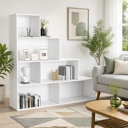 6-Shelf White Book Cabinet and Room Divider
