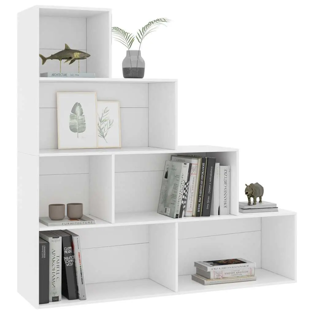 Book Cabinet Engineered Wood 155x24x160 cm White Room Divider Open Shelf Storage Unit