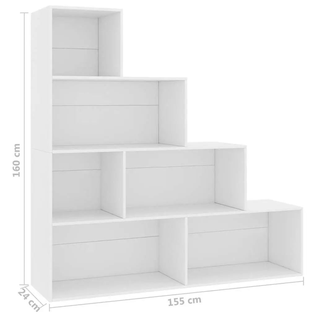 Book Cabinet Engineered Wood 155x24x160 cm White Room Divider Open Shelf Storage Unit