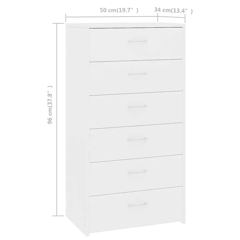White Sideboard Cabinet 6 Drawers Storage Furniture Bedroom Living Room Office
