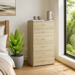 Brown 6-Drawer Sideboard for Multiple Rooms