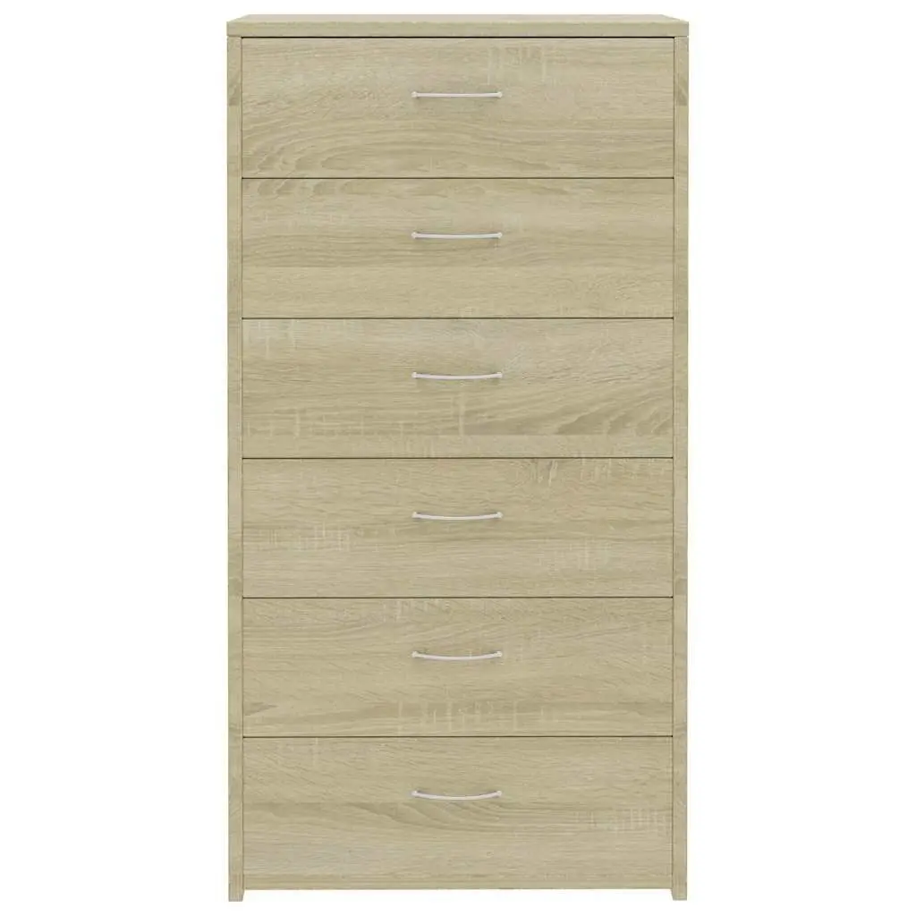 Brown Storage Cabinet Sideboard with 6 Drawers Engineered Wood 50x34x96cm for Living Room Bedroom Furniture