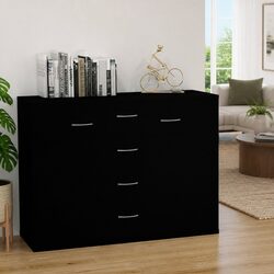 Versatile Storage Solution: Black Sideboard with 4 Drawers