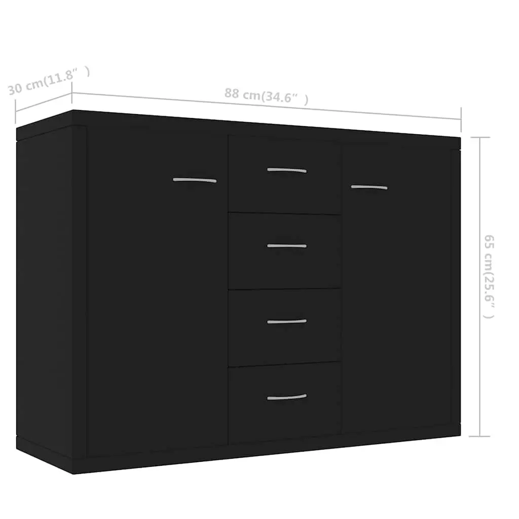 Black Sideboard with 4 Drawers