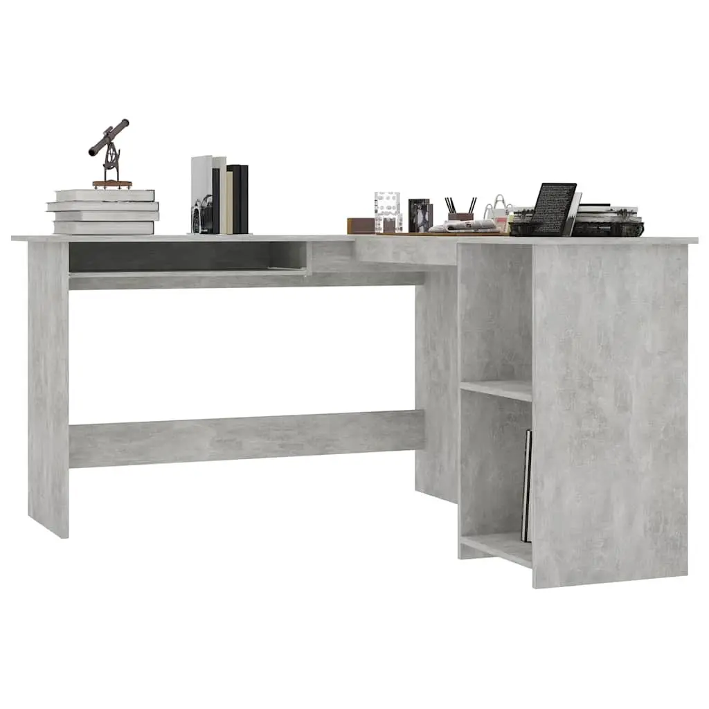 Grey L-Shaped Corner Desk for Home Office
