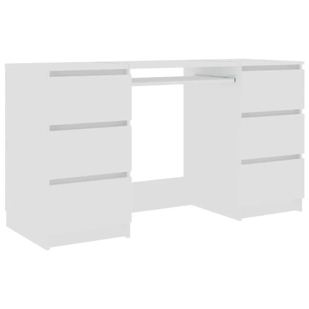 White Writing Desk Office Workstation Computer Table Study Drawers Storage 140cm