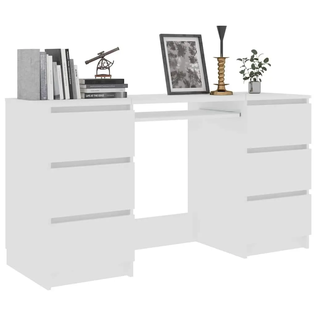 White Writing Desk Office Workstation Computer Table Study Drawers Storage 140cm