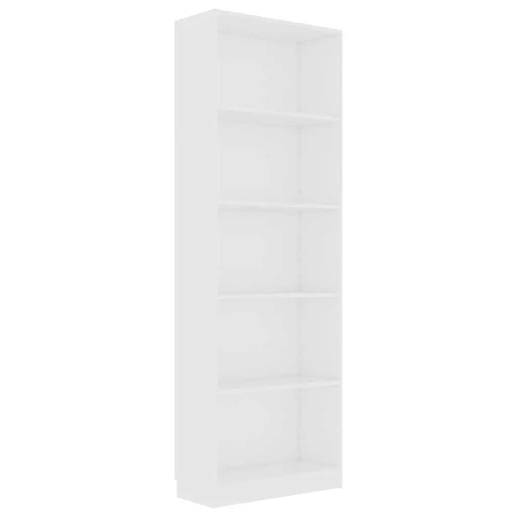 5-Tier Book Cabinet White Engineered Wood Shelving Unit Storage Display Shelf