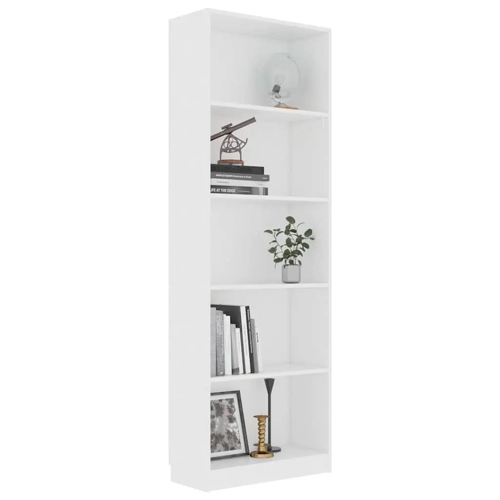 5-Tier Book Cabinet White Engineered Wood Shelving Unit Storage Display Shelf