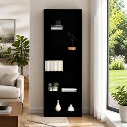 5-Tier Black Book Cabinet for Organized Living Spaces