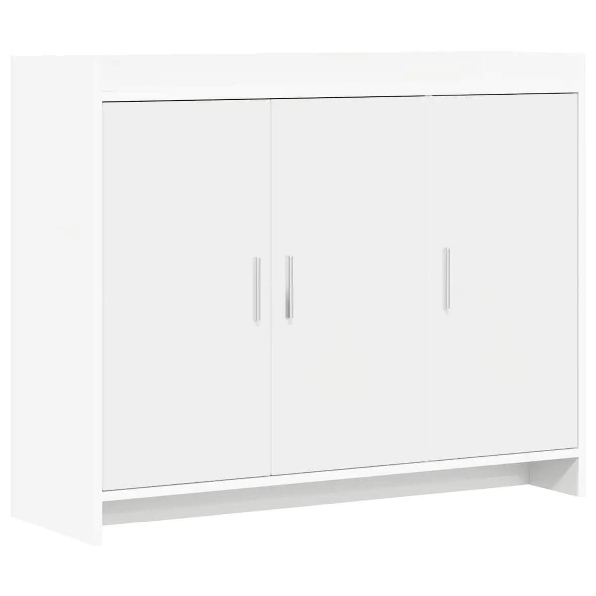 White Storage Cabinet Engineered Wood 98.5 x 33 x 80 cm Sideboard for Dining Room Hallway Furniture