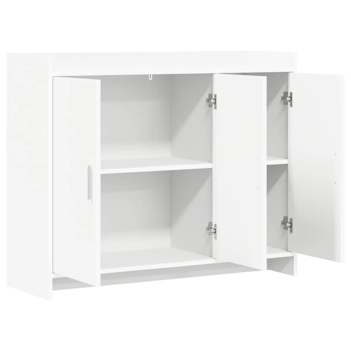 White Storage Cabinet Engineered Wood 98.5 x 33 x 80 cm Sideboard for Dining Room Hallway Furniture