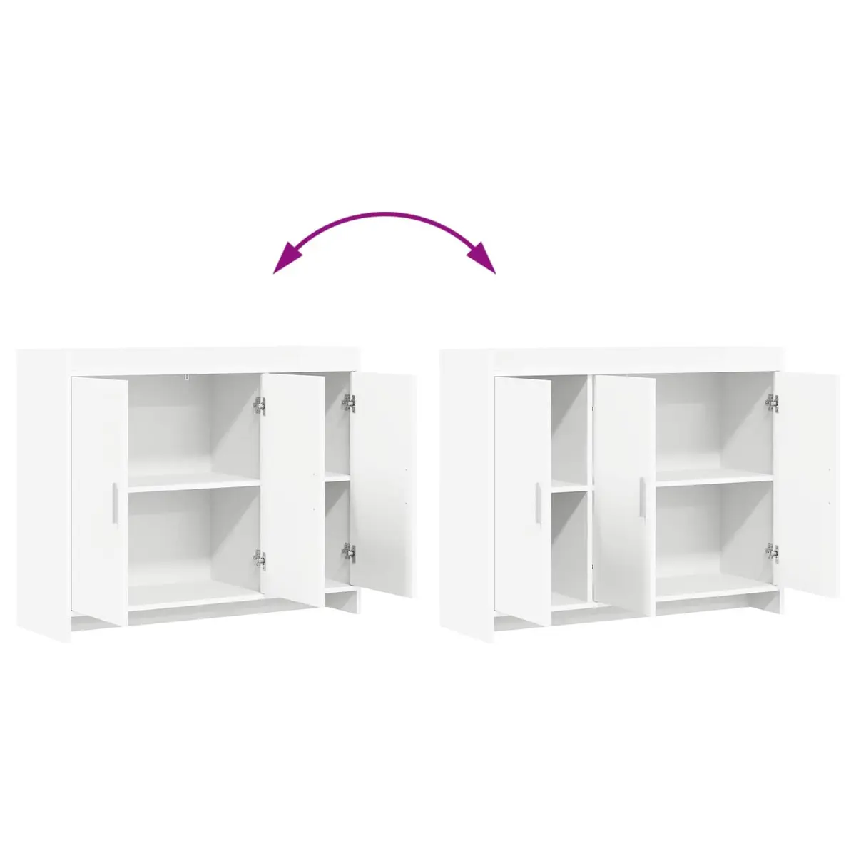 White Storage Cabinet Engineered Wood 98.5 x 33 x 80 cm Sideboard for Dining Room Hallway Furniture