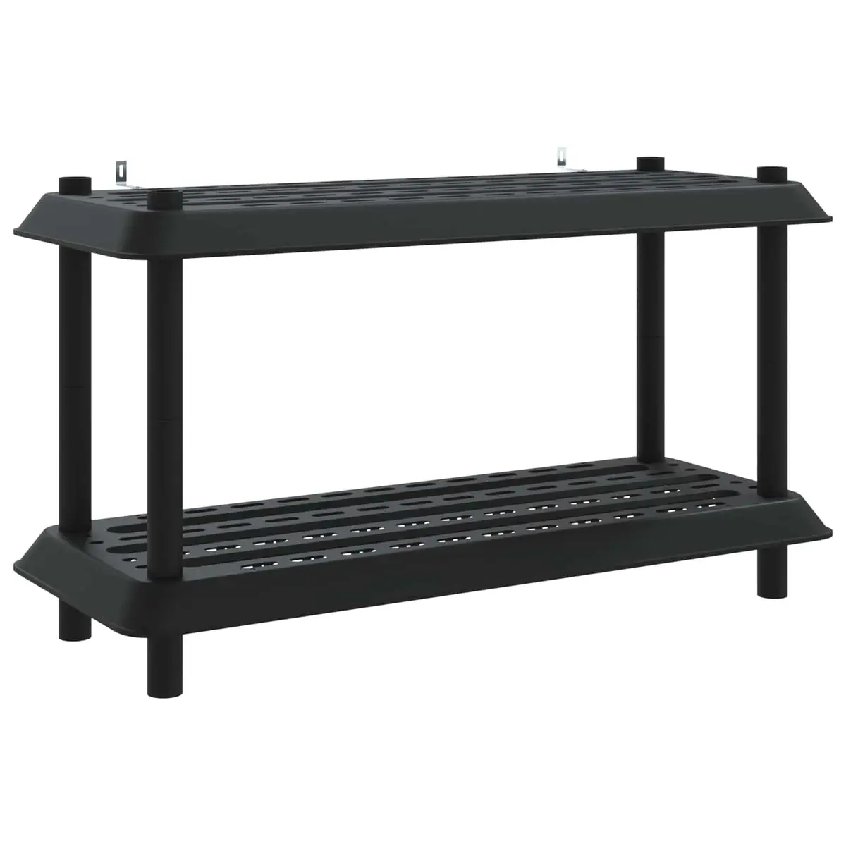 2 Tier Anthracite Shelving Unit 100 x 40 x 55.5 cm PP Construction Storage Organizer for Home Garden and Outdoor Use