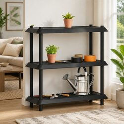 3-Tier Shelving Unit Storage Organiser Indoor Outdoor Anthracite 100x40x96cm