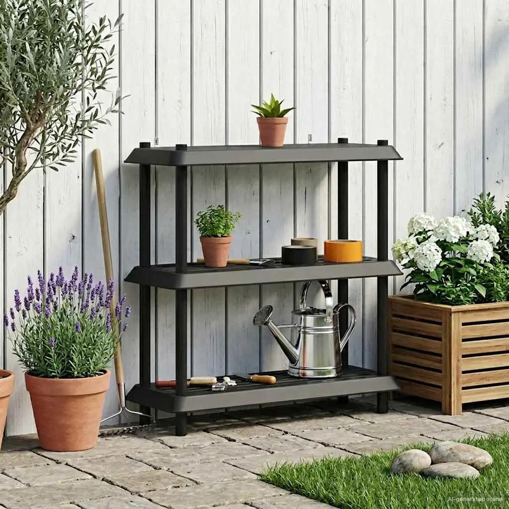 3-Tier Shelving Unit Storage Organiser Indoor Outdoor Anthracite 100x40x96cm