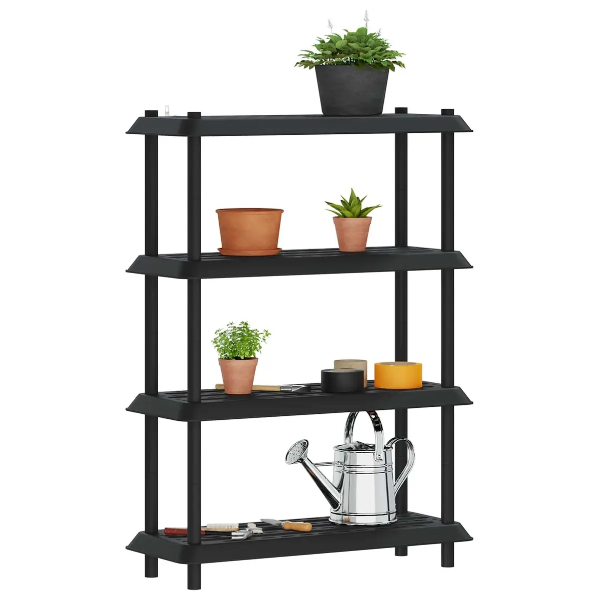 4 Tier Storage Unit Anthracite PP Construction 100 x 40 x 136.5 cm Indoor Outdoor Organizer Shelving with Drainage Holes UV Resistant