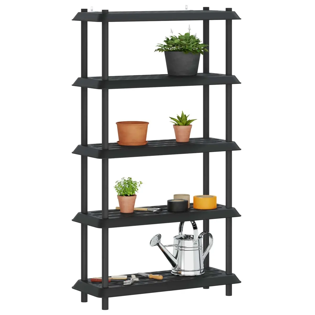 5 Tier Storage Rack Anthracite UV Resistant PP Construction 100 x 40 x 177 cm Indoor Outdoor Organizer