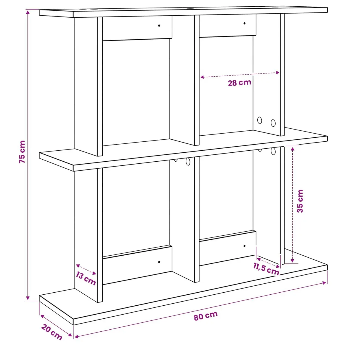 Wall Shelf Engineered Wood 80cm Brown Sonoma Oak Wall-Mounted Storage Shelving