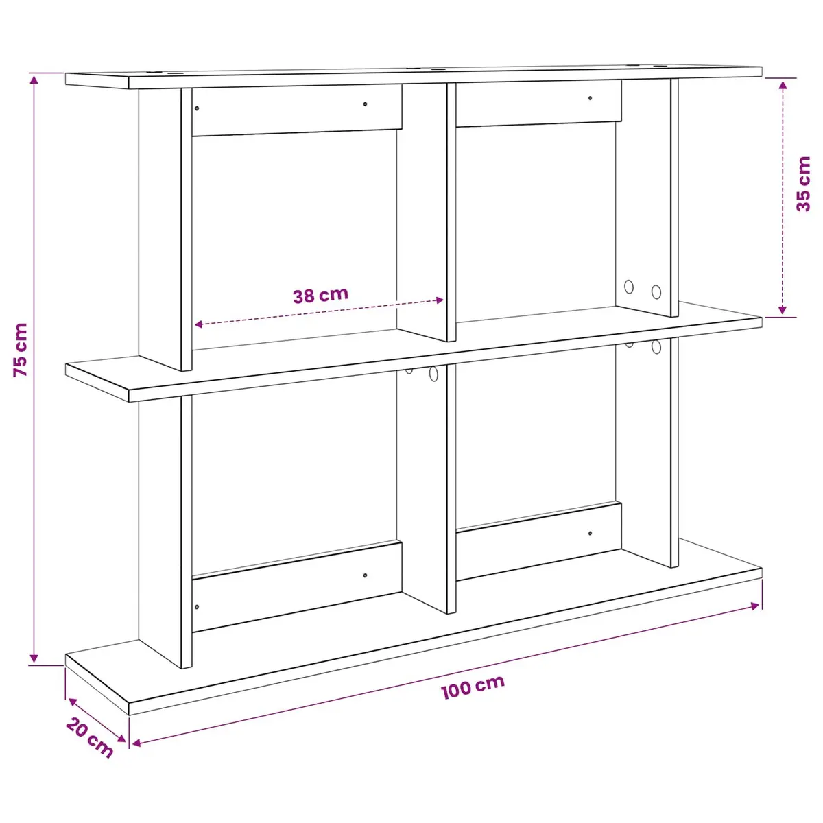 Wall Shelf Engineered Wood 100cm Brown Sonoma Oak Wall-Mounted Modern Shelving Unit