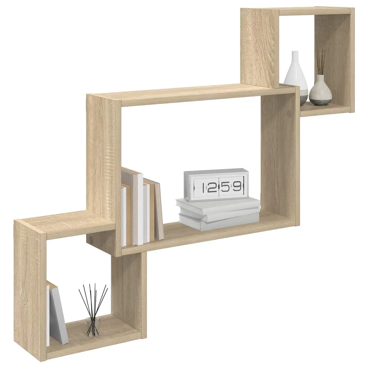 Wall Shelf Engineered Wood 91.5 x 15 x 76 cm Brown Sonoma Oak Modern
