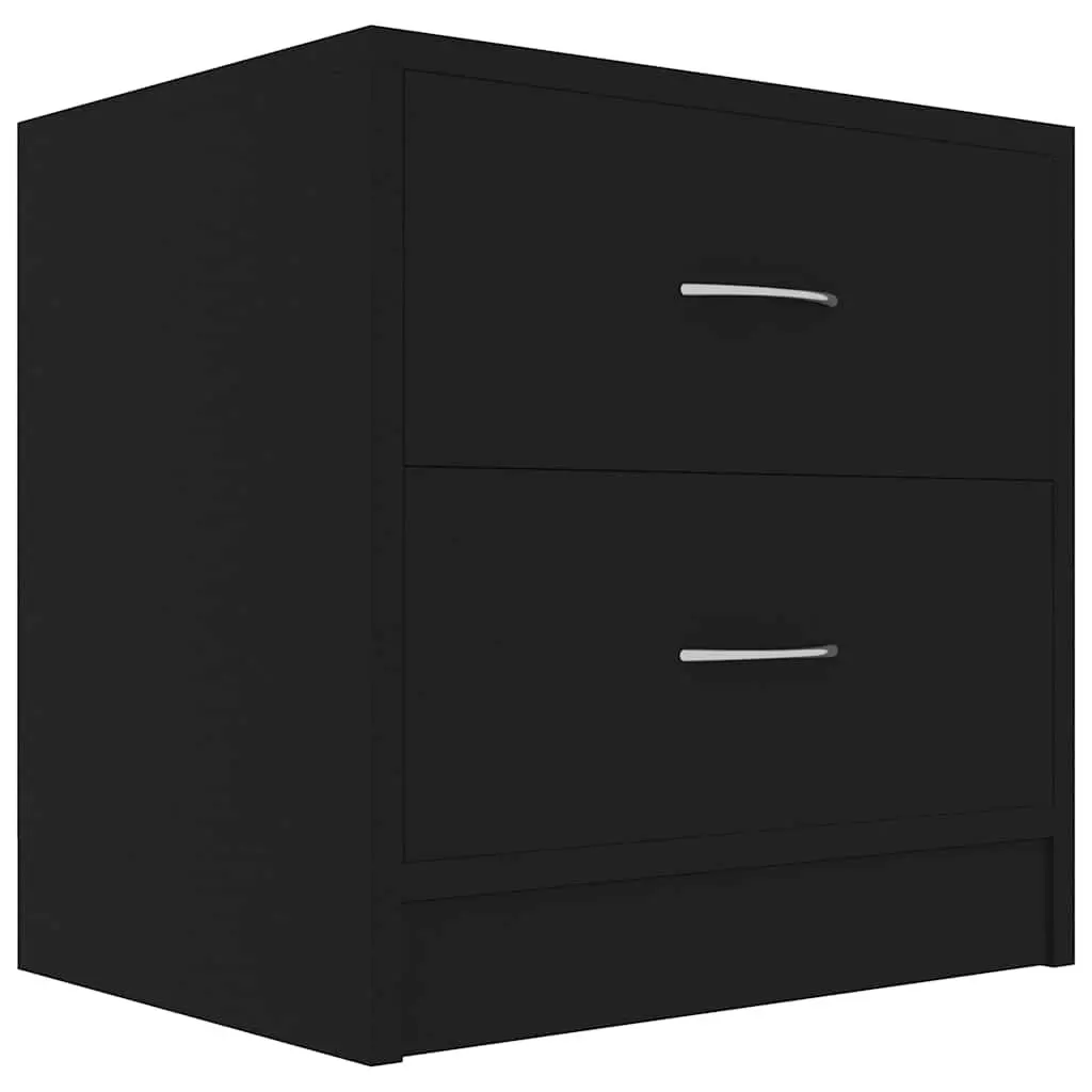 2 Piece Nightstands Black Engineered Wood 40x30x40cm Bedside Cabinets with Drawers