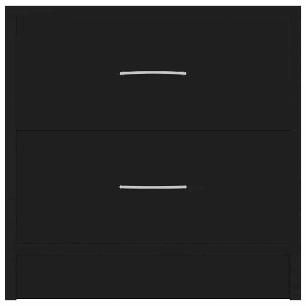 2 Piece Nightstands Black Engineered Wood 40x30x40cm Bedside Cabinets with Drawers